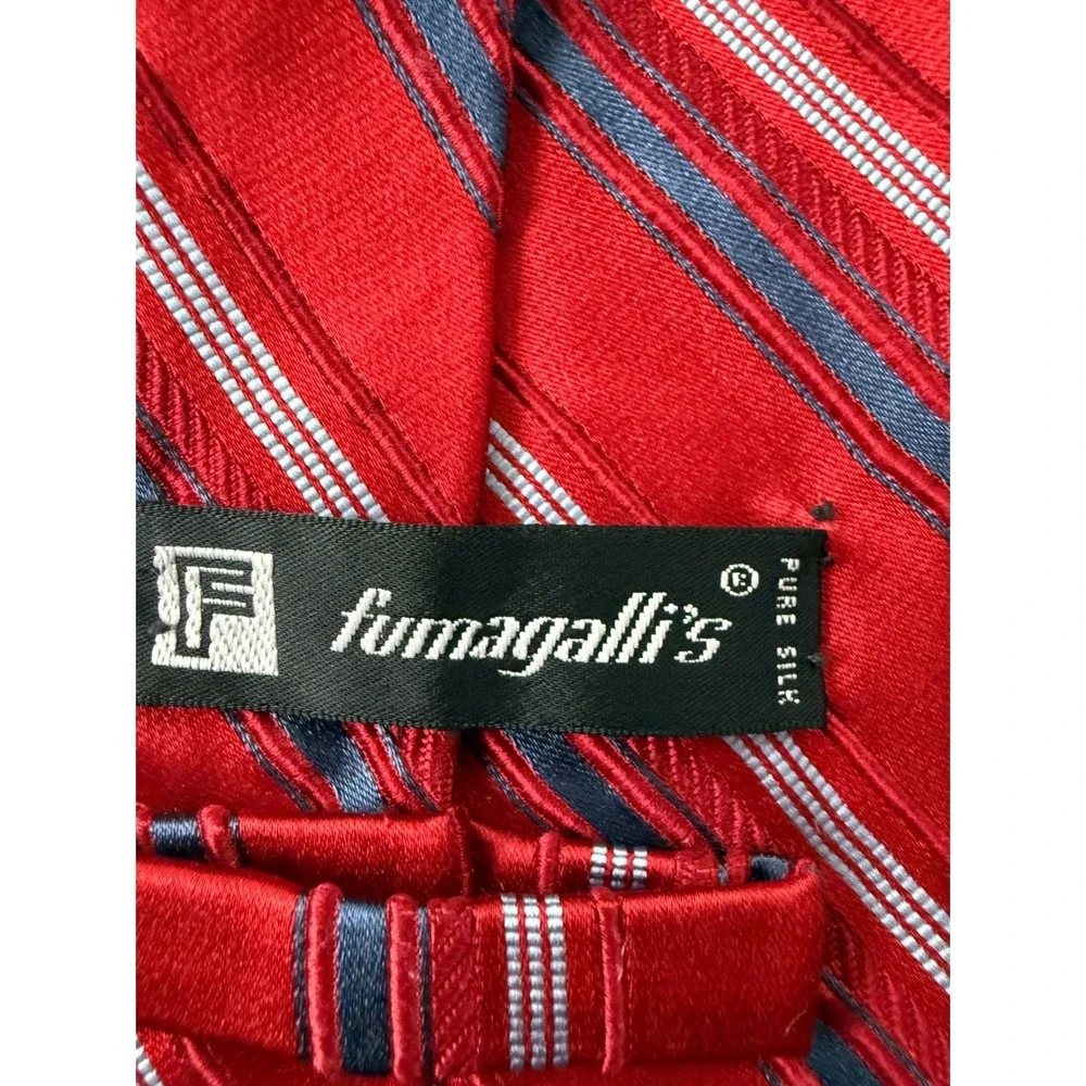 Daniel Cremieux Fumagalli's Red Striped Silk Tie‎ Hand Tailored Mens Necktie USA